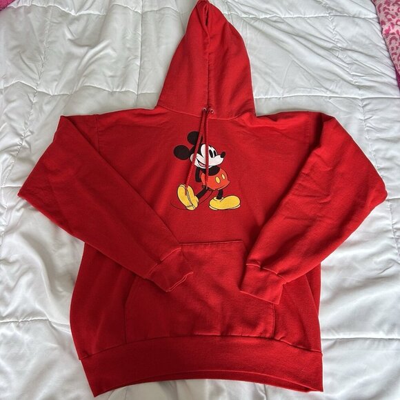 Hanes Tops - Vintage 90s Mickey Mouse Disney Pullover Hoodie Womens Medium M Red Hanes